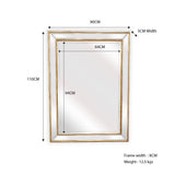 Mirrors: Gold Beaded Framed Mirror - Rectangle 80cm x 110cm