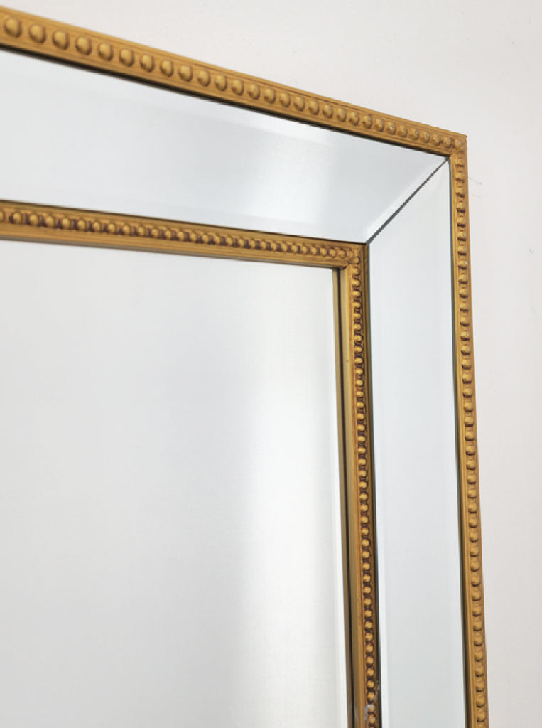 Mirrors: Gold Beaded Framed Mirror - Rectangle 80cm x 110cm