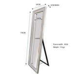 Mirrors: Silver Beaded Framed Mirror - Free Standing 50cm x 170cm