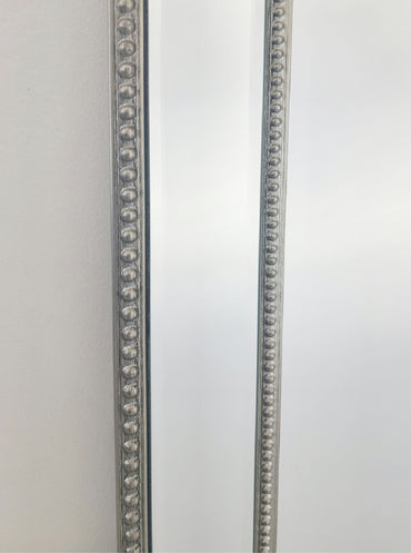 Mirrors: Silver Beaded Framed Mirror - Free Standing 50cm x 170cm