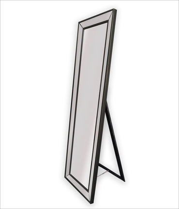 Mirrors: Black Beaded Framed Mirror - Free Standing 50cm x 170cm