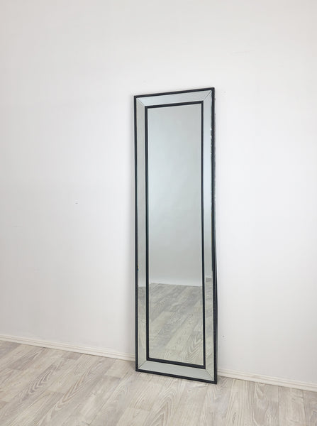 Mirrors: Black Beaded Framed Mirror - Free Standing 50cm x 170cm