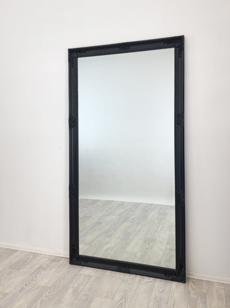 Mirrors: French Provincial Ornate Mirror - BLACK - X Large 100cm x 190cm