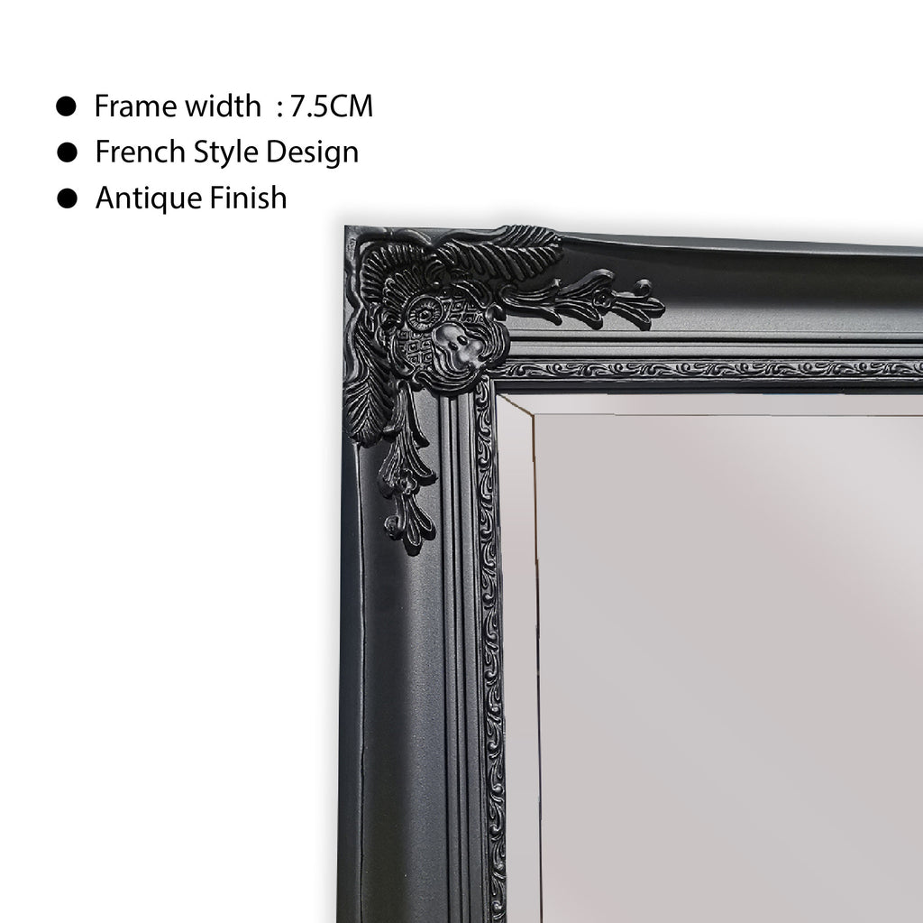 Mirrors: French Provincial Ornate Mirror - BLACK - X Large 100cm x 190cm