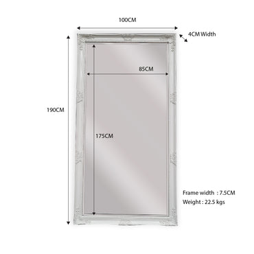 Mirrors: French Provincial Ornate Mirror - WHITE - X Large 100cm x 190cm
