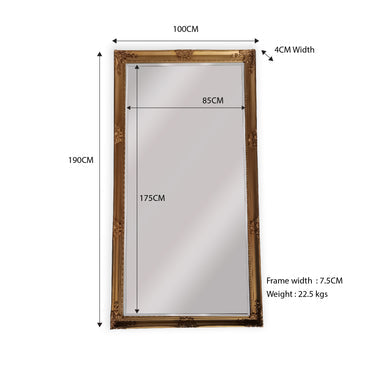 Mirrors: French Provincial Ornate Mirror - COUNTRY GOLD - X Large 100cm x 190cm
