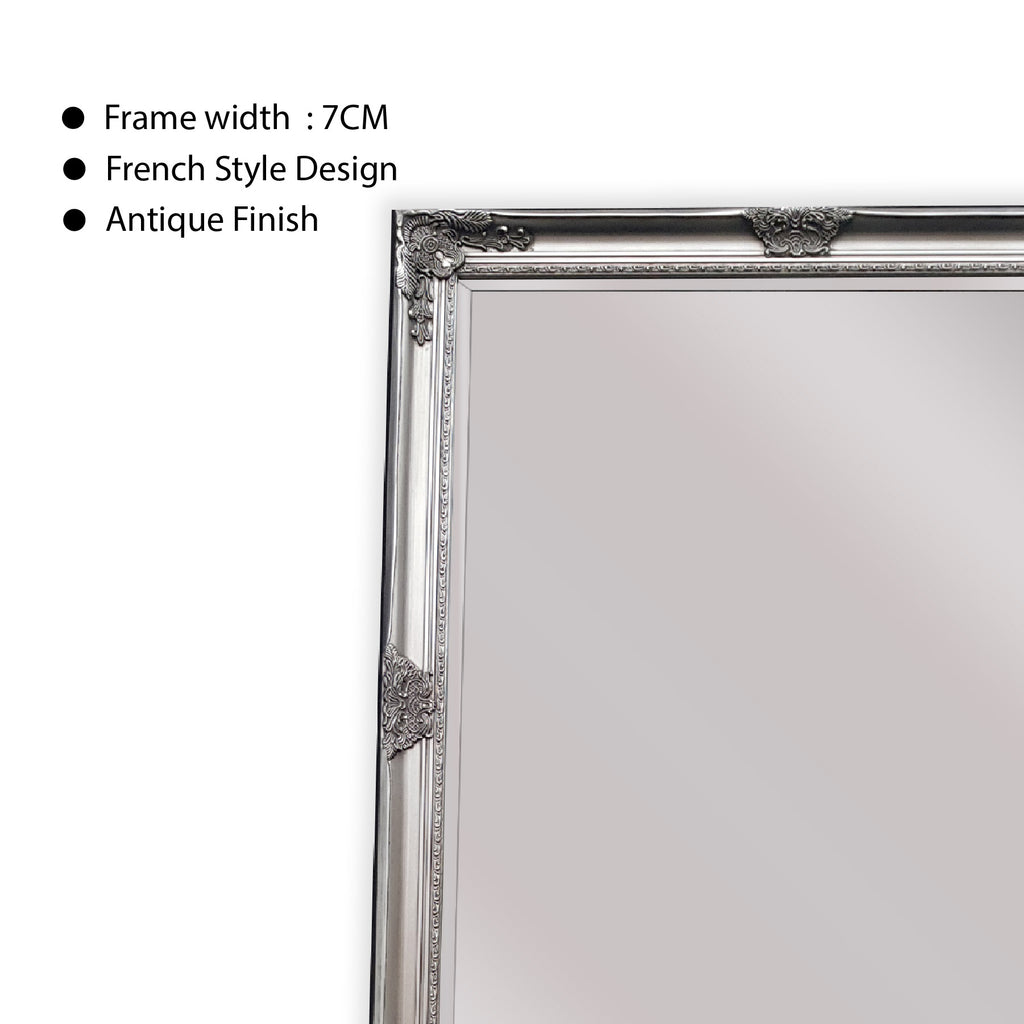 Mirrors: French Provincial Ornate Mirror - Antique Silver - Small 80cm x 110cm