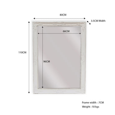 Mirrors: French Provincial Ornate Mirror - White - Small 80cm x 110cm