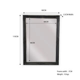 Mirrors: French Provincial Ornate Mirror - Black - Small  80cm x 110cm