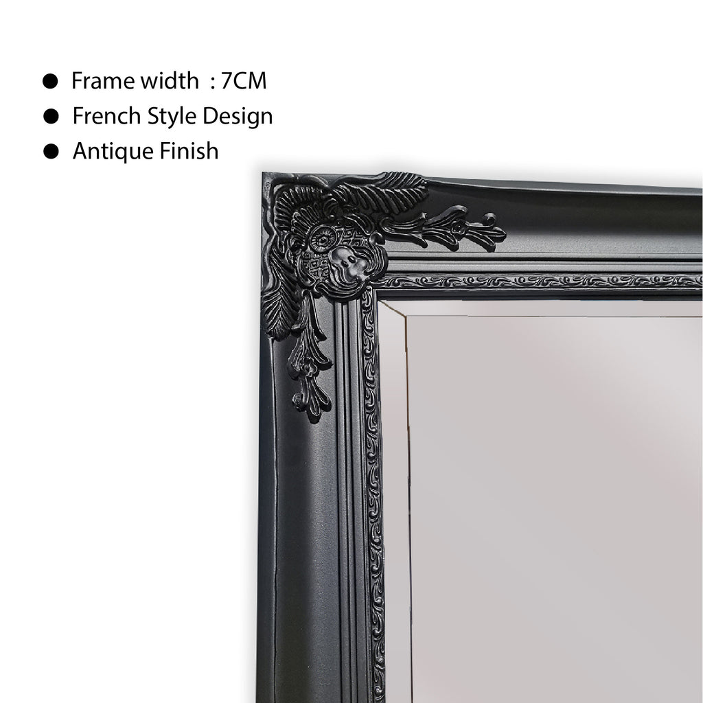 Mirrors: French Provincial Ornate Mirror - Black - Small  80cm x 110cm
