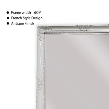 Mirrors: French Provincial Ornate Mirror - White - Free Standing 50cm x 170cm