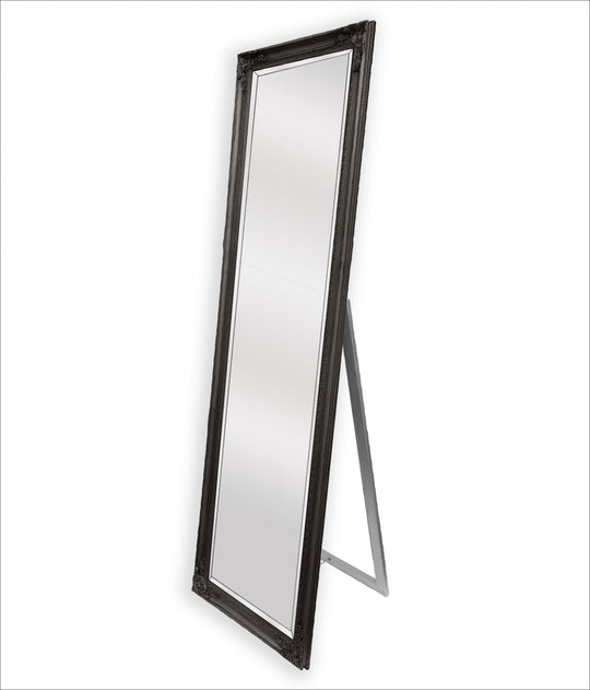 Mirrors: French Provincial Ornate Mirror - Black - Free Standing 50cm x 170cm