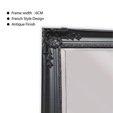 Mirrors: French Provincial Ornate Mirror - Black - Free Standing 50cm x 170cm