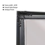 Mirrors: French Provincial Ornate Mirror - Black - Free Standing 50cm x 170cm
