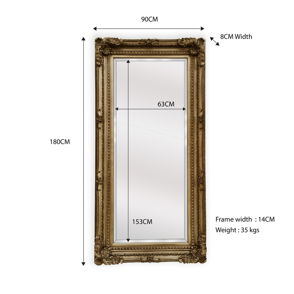 Mirrors: LUX French Provincial Ornate Mirror - Antique Champagne