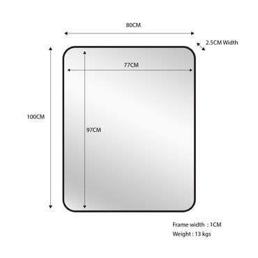 Mirrors: Black Metal Rectangle Mirror - Small 80cm x 100cm