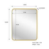 Mirrors: Gold Metal Rectangle Mirror - Small 80cm x 100cm