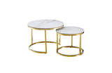 Coffee Tables: Nesting Style Coffee Table - White on Gold - 60cm/45cm