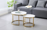 Coffee Tables: Nesting Style Coffee Table - White on Gold - 60cm/45cm