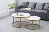 Coffee Tables: Nesting Style Coffee Table - White on Champagne Gold - 80cm/60cm