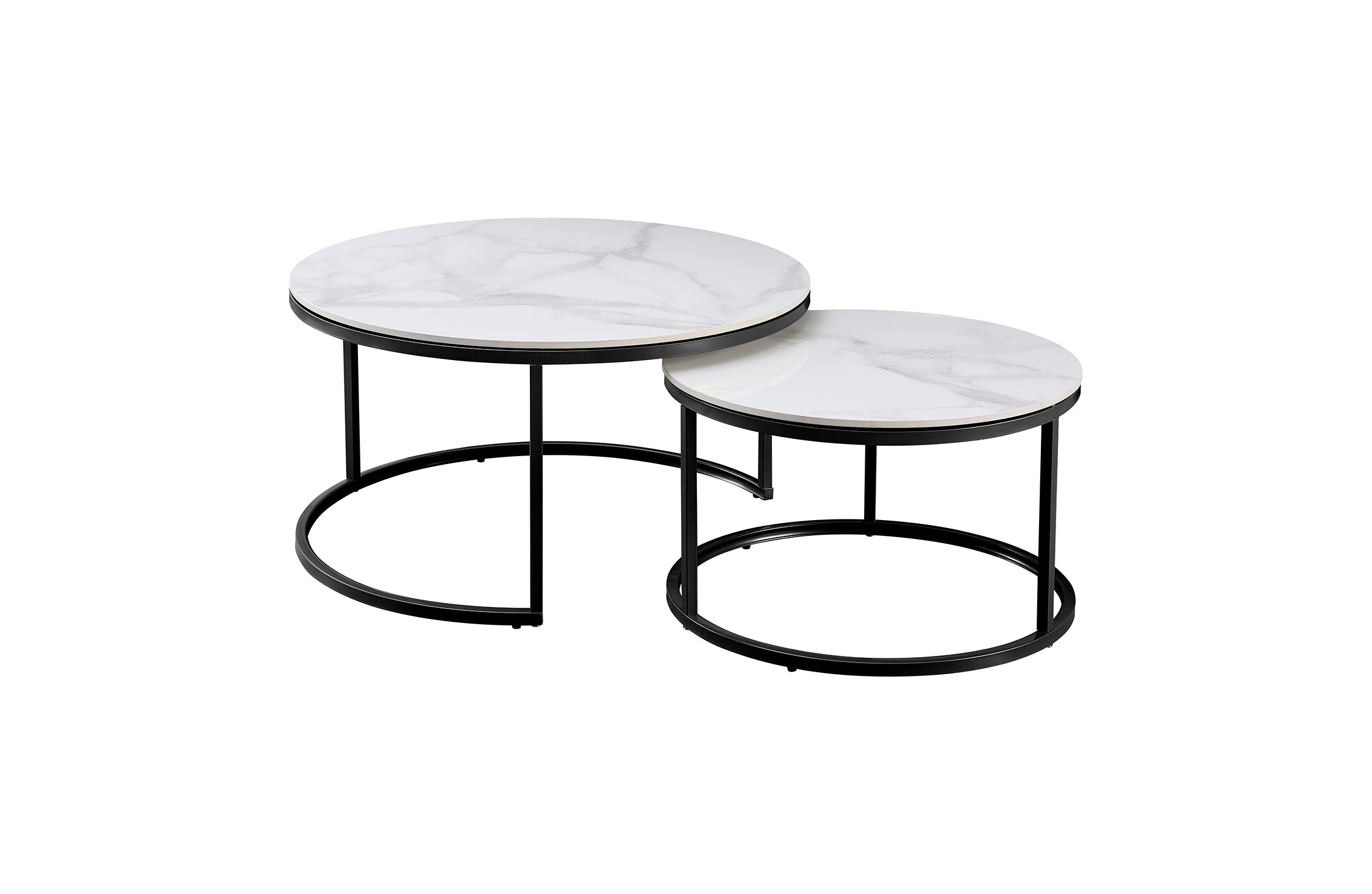 Coffee Tables: Nesting Style Coffee Table - White on Black - 80cm/60cm