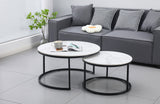 Coffee Tables: Nesting Style Coffee Table - White on Black - 80cm/60cm