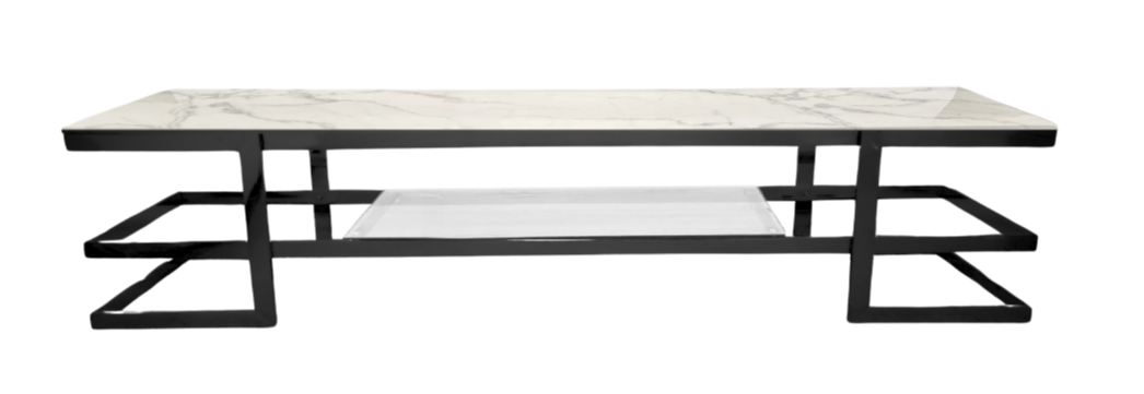 TV Units: Alexa Black TV Unit - White Marble