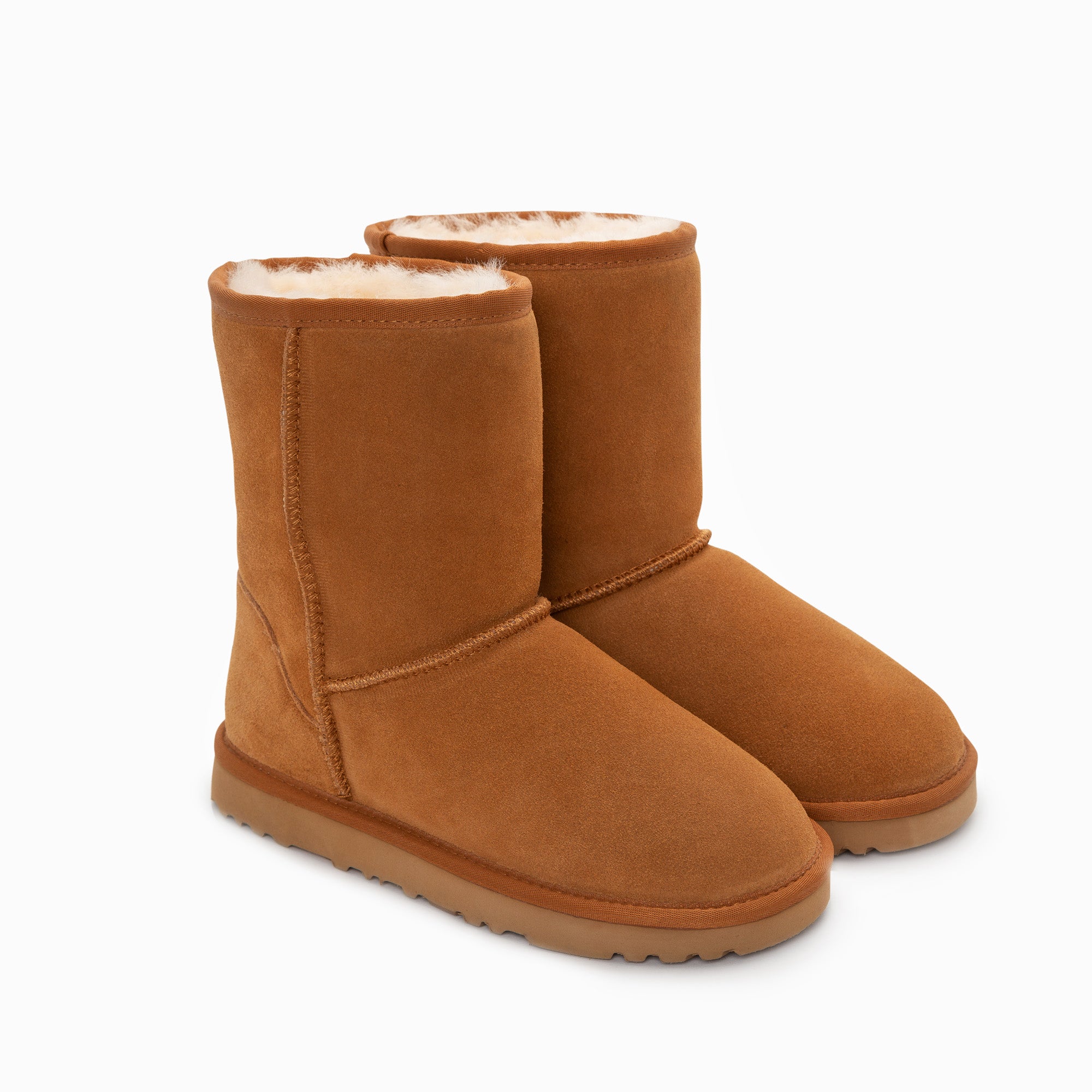 Men's Uggs & Slippers: Ugg Boots Genuine Australian Sheepskin Unisex Short Classic Suede (Chestnut, EU44)