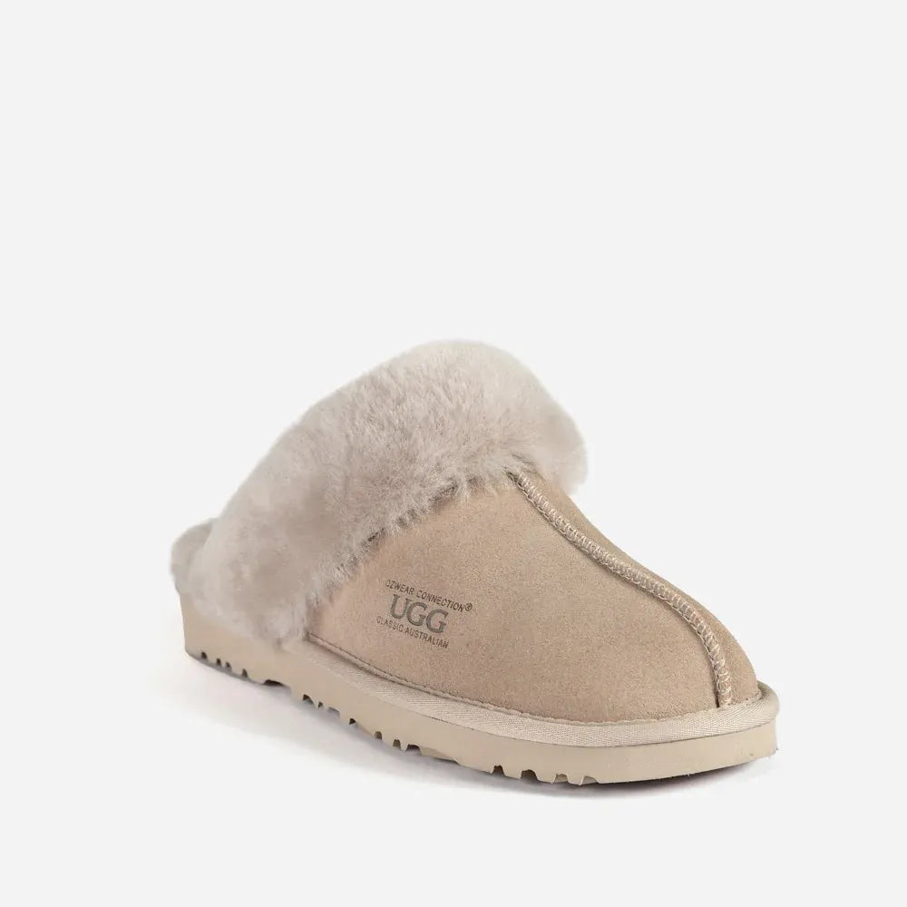 Ugg Slippers Premium Australia Sheepskin Unisex Scuffette Suede (Unisex Cow Suede) (DOVE, EU39)