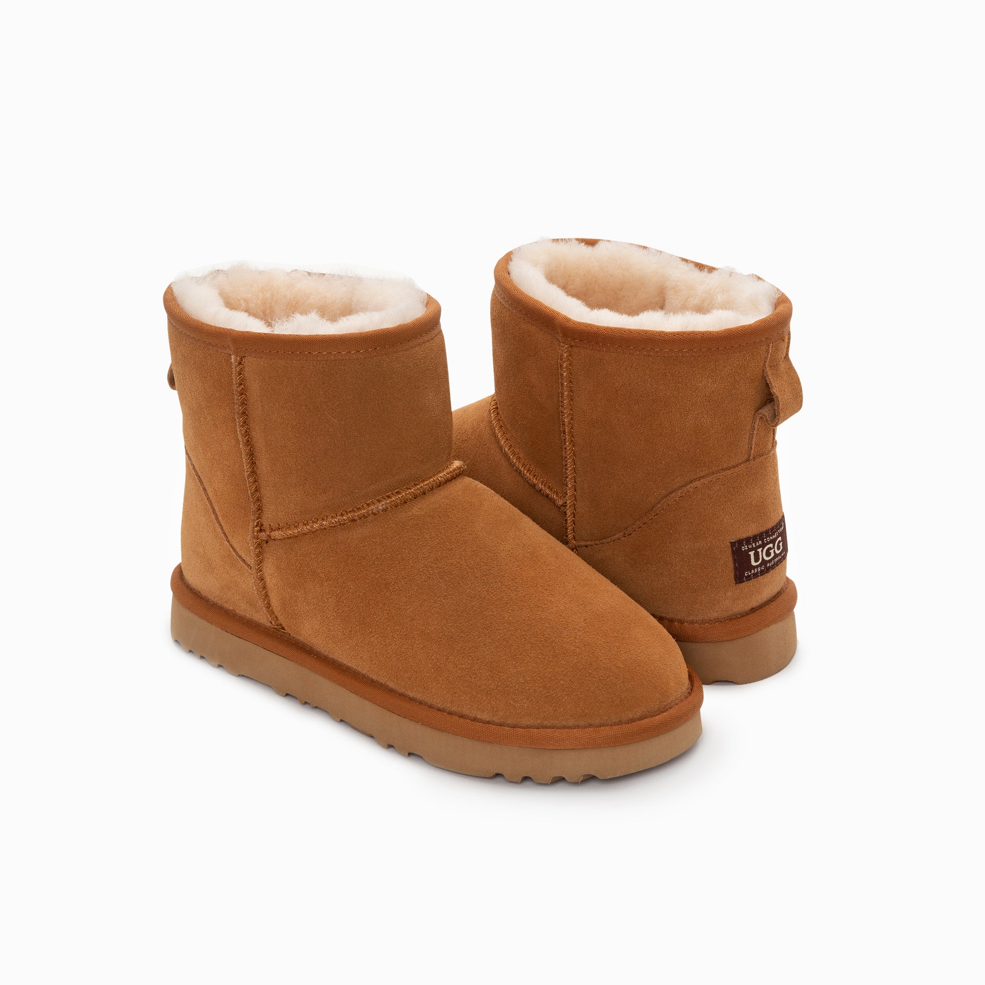 Men's Uggs & Slippers: Ugg Boots Genuine Australian Sheepskin Unisex Mini Classic Suede (Chestnut, EU39)
