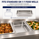 Commercial Stainless Steel GN 1/1 100mm Deep Gastronorm Bain Marie Buffet Steam Table Food Pan
