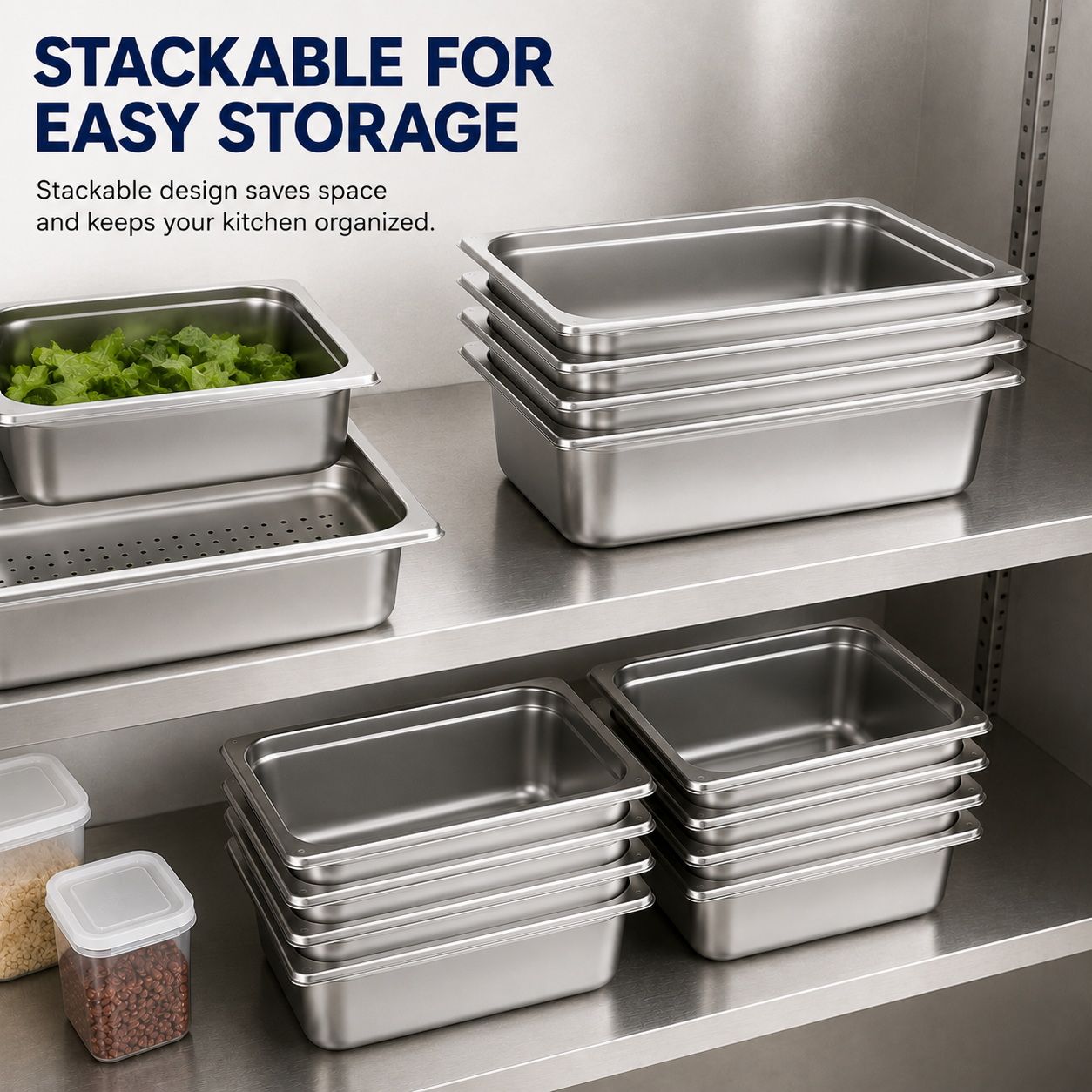 Commercial Stainless Steel GN 1/1 100mm Deep Gastronorm Bain Marie Buffet Steam Table Food Pan