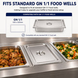 Commercial Stainless Steel GN 1/1 100mm Deep Gastronorm Bain Marie Buffet Steam Table Food Pan with Lid