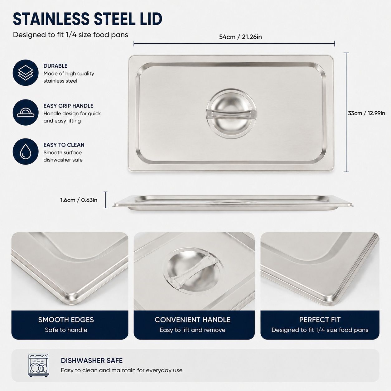 Commercial Stainless Steel GN 1/1 100mm Deep Gastronorm Bain Marie Buffet Steam Table Food Pan with Lid