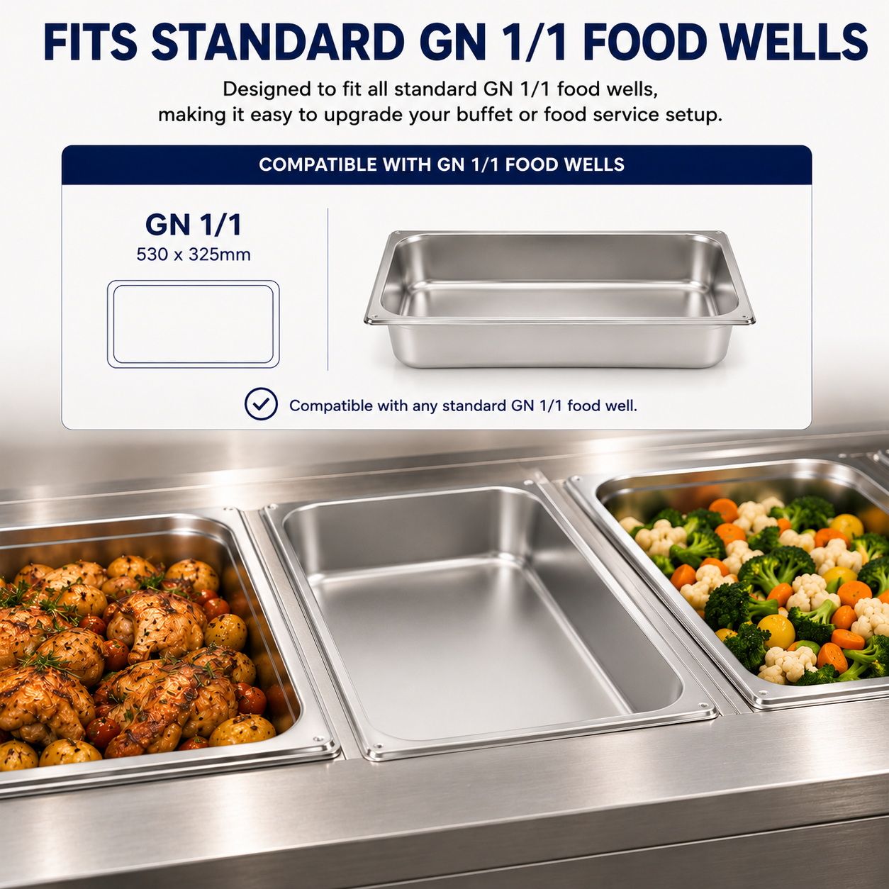 Commercial Stainless Steel GN 1/1 150mm Deep Gastronorm Bain Marie Buffet Steam Table Food Pan