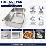 Commercial Stainless Steel GN 1/1 150mm Deep Gastronorm Bain Marie Buffet Steam Table Food Pan with Lid