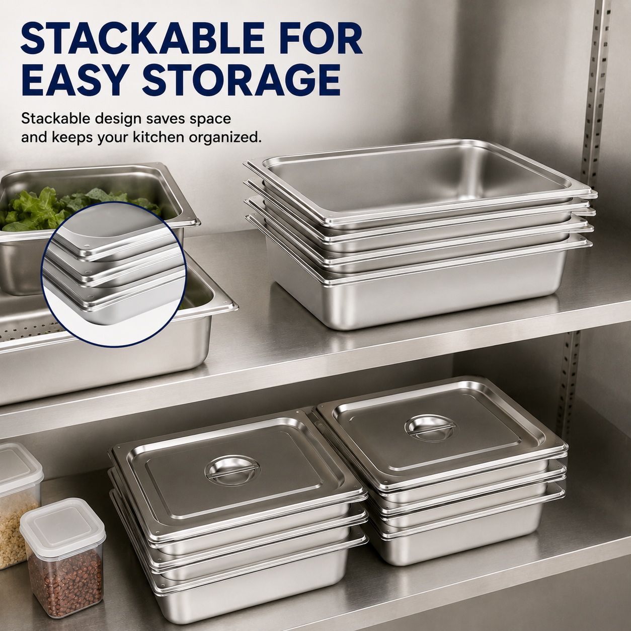 Commercial Stainless Steel GN 1/1 150mm Deep Gastronorm Bain Marie Buffet Steam Table Food Pan with Lid