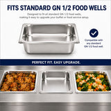 Commercial Stainless Steel GN 1/2 100mm Deep Gastronorm Bain Marie Buffet Steam Table Food Pan