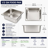Commercial Stainless Steel GN 1/2 100mm Deep Gastronorm Bain Marie Buffet Steam Table Food Pan