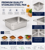 Commercial Stainless Steel GN 1/2 100mm Deep Gastronorm Bain Marie Buffet Steam Table Food Pan with Lid
