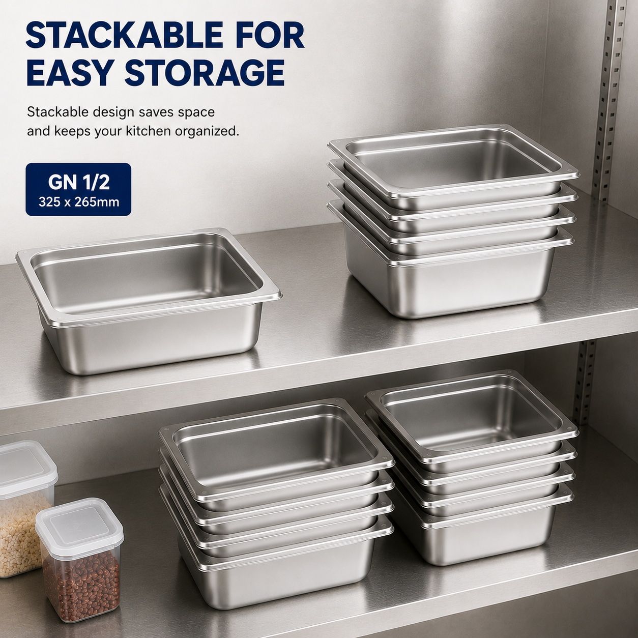 Commercial Stainless Steel GN 1/2 150mm Deep Gastronorm Bain Marie Buffet Steam Table Food Pan with Lid