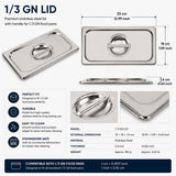 Commercial Stainless Steel GN 1/3 100mm Deep Gastronorm Bain Marie Buffet Steam Table Food Pan with Lid