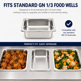 Commercial Stainless Steel GN 1/3 150mm Deep Gastronorm Bain Marie Buffet Steam Table Food Pan with Lid