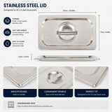 Commercial Stainless Steel GN 1/4 100mm Deep Gastronorm Bain Marie Buffet Steam Table Food Pan with Lid