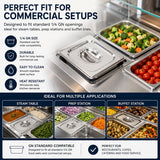 Commercial Stainless Steel GN 1/4 100mm Deep Gastronorm Bain Marie Buffet Steam Table Food Pan with Lid