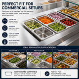 Commercial Stainless Steel GN 1/4 150mm Deep Gastronorm Bain Marie Buffet Steam Table Food Pan