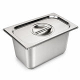 Commercial Stainless Steel GN 1/4 150mm Deep Gastronorm Bain Marie Buffet Steam Table Food Pan with Lid
