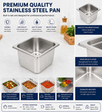 Commercial Stainless Steel GN 1/6 100mm Deep Gastronorm Bain Marie Buffet Steam Table Food Pan with Lid