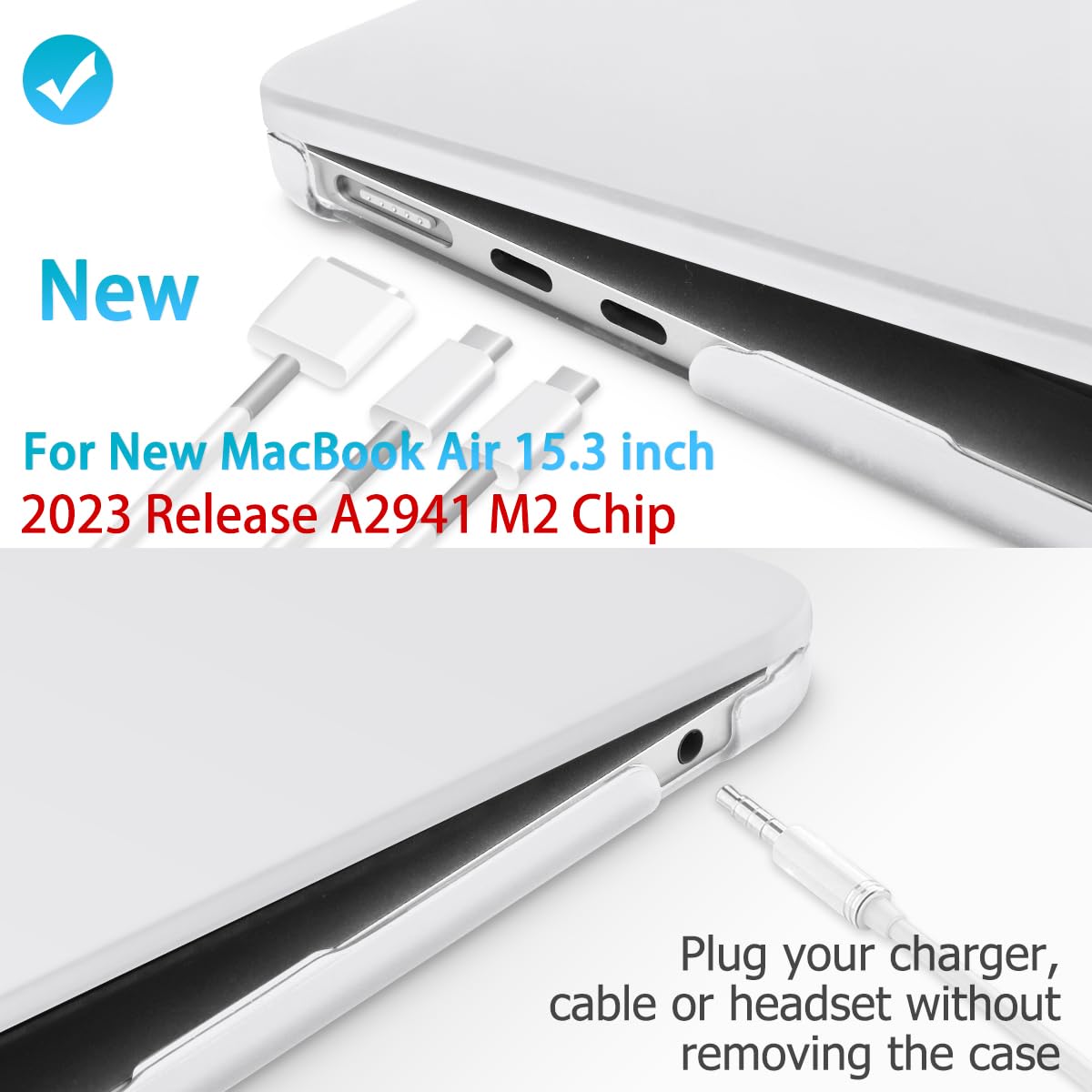 Cases & Skins: 15 inch Air 2023 MacBook Air Matte Case  A2941 M2 Chip Hard Shell Case Keyboard Cover White