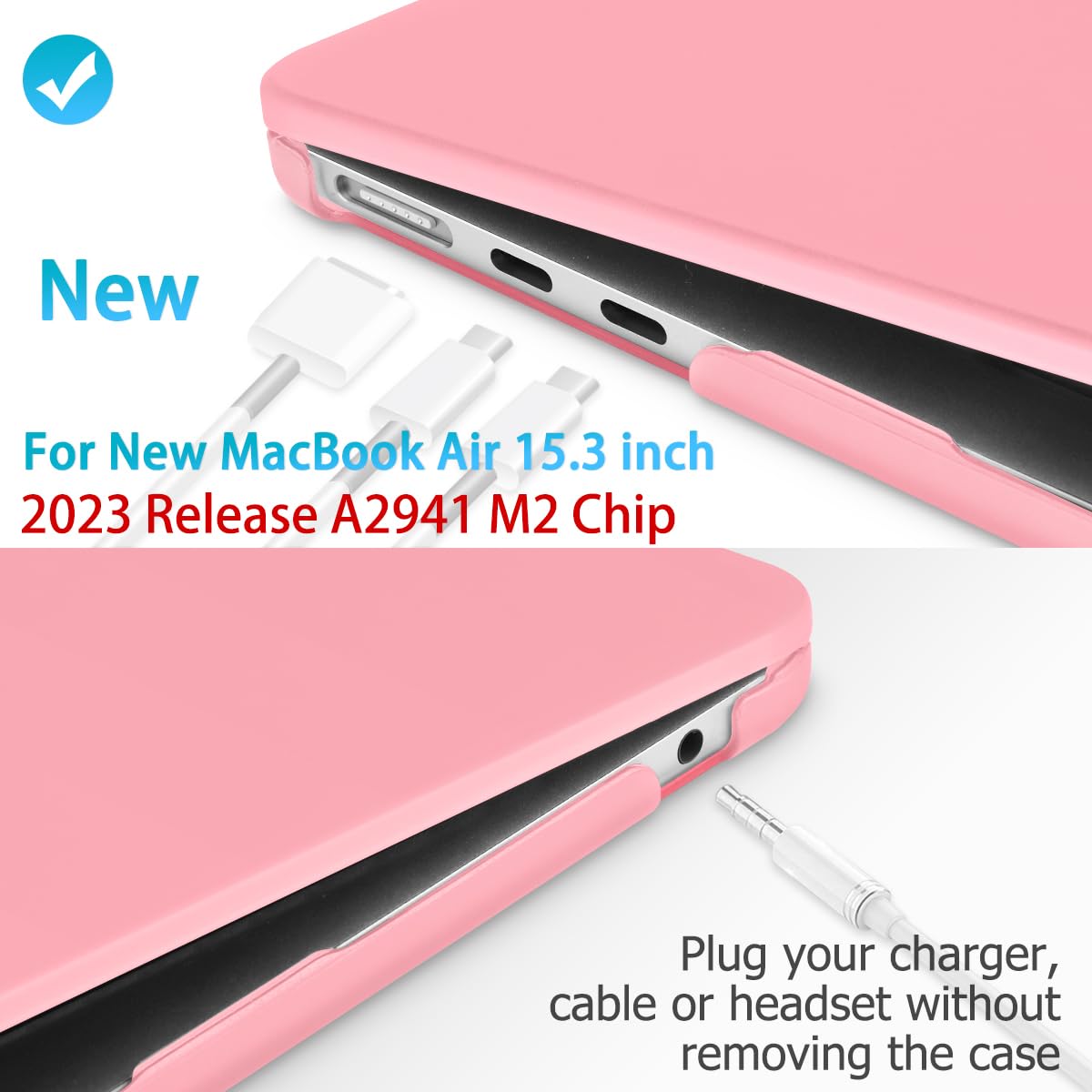 Cases & Skins: 15 inch Air 2023 MacBook Air Matte Case  A2941 M2 Chip Hard Shell Case Keyboard Cover Pink